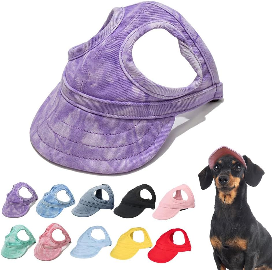 New Canvas Dog Hat - Sun Protection Visor with Ear Holes & Adjustable Neck Strap (Red, S) - Image 14