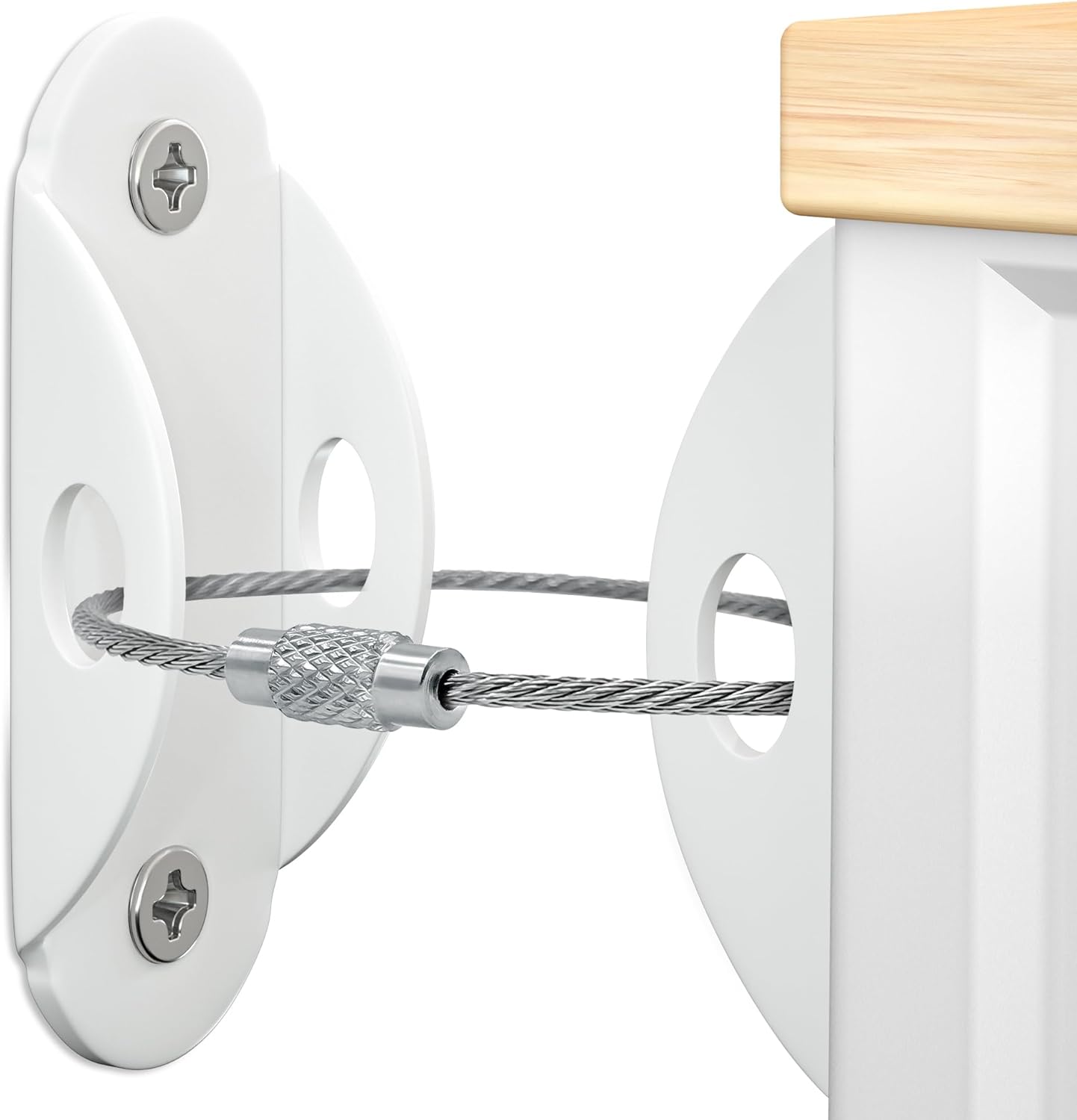 Booda Brand furniture anchors front view pack showing metal anti tip straps for child proofing safety
