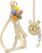 PETCARE Cute Cat Harness and Leash Set, Blue Flower Cat Walking Harness with Bow Tie Cats Leash, Easy Walk Lightweight Step in Cats Harnesses with Buckle (Chest Adjustable 9"-14", Rope Width 0.39") - Image 10