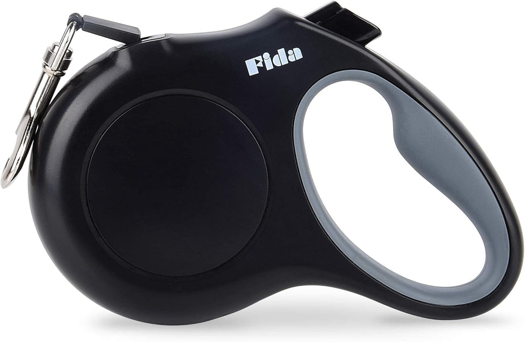 Fida retractable dog leash black front view