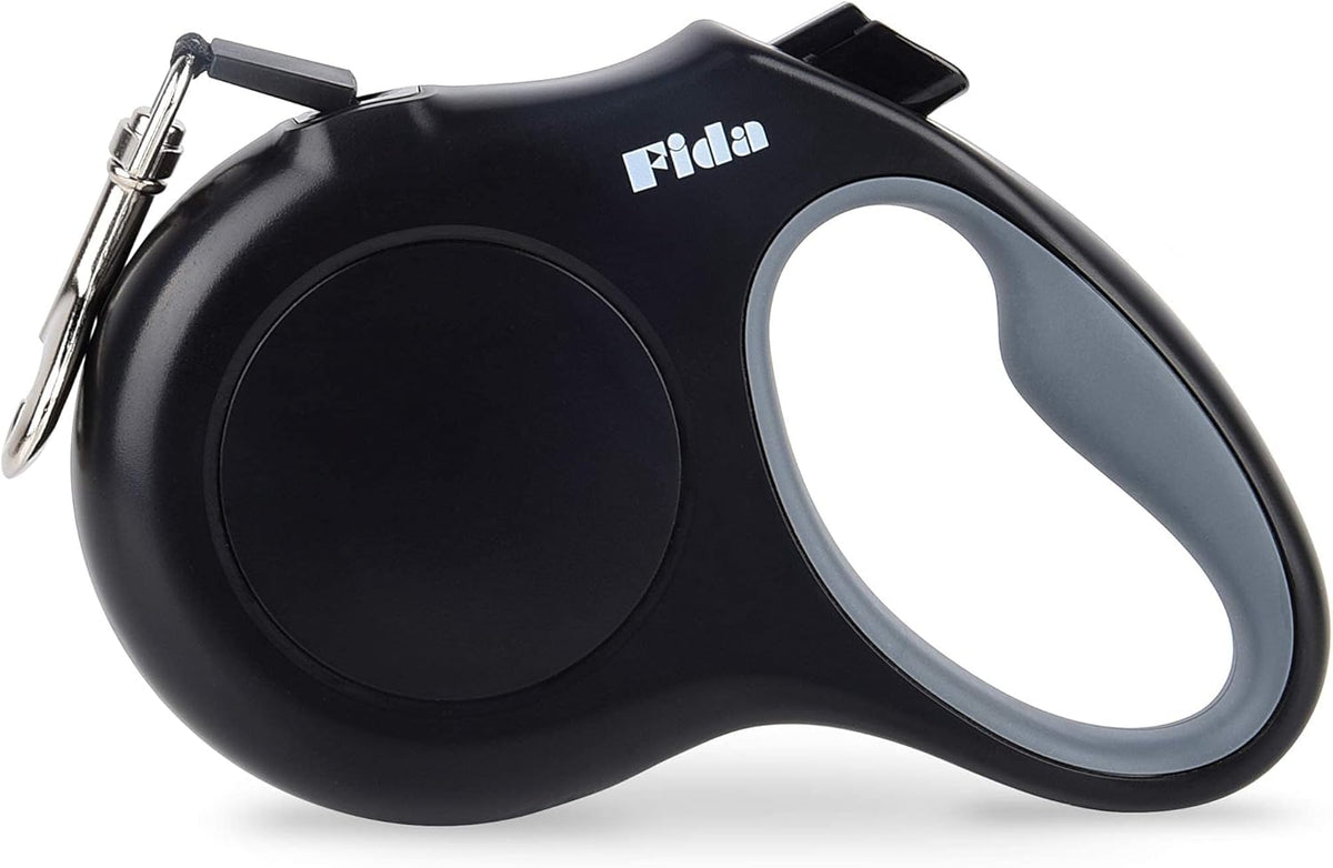 Fida retractable dog leash black front view