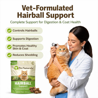 Pet Naturals hairball daily digestive support bag showcasing the premium USA imported label.
