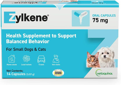 Vetoquinol Zylkene - Calming Oral Capsule for Small Cats & Dogs 11-22 lb - For Behavior & Occasional Anxiety - Perfect for Boarding, Vet Visits & Celebrations - Non-Drowsy & Lactose-Free - 30 Capsules - Image 10