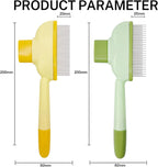 Close up of long and short teeth on pet deshedding brush