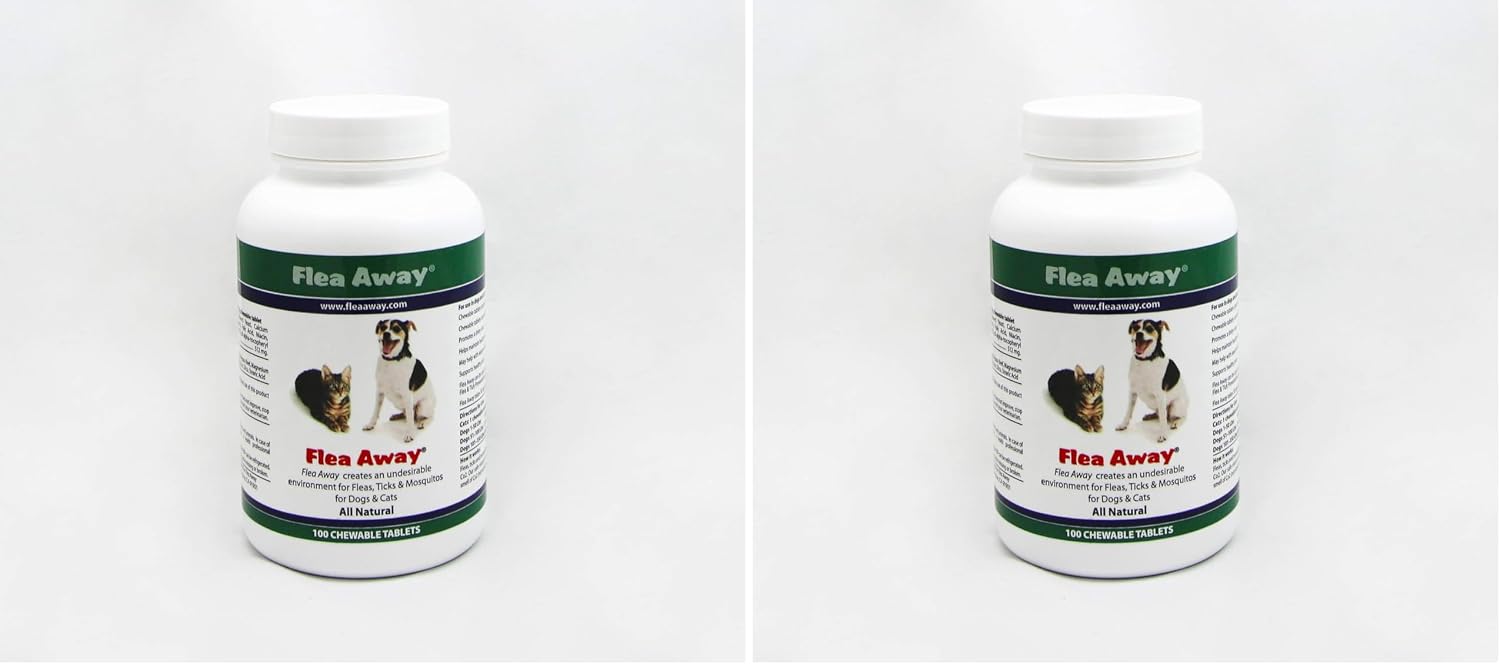 Imported Flea Away pet supplement bottle for chemical free pest control