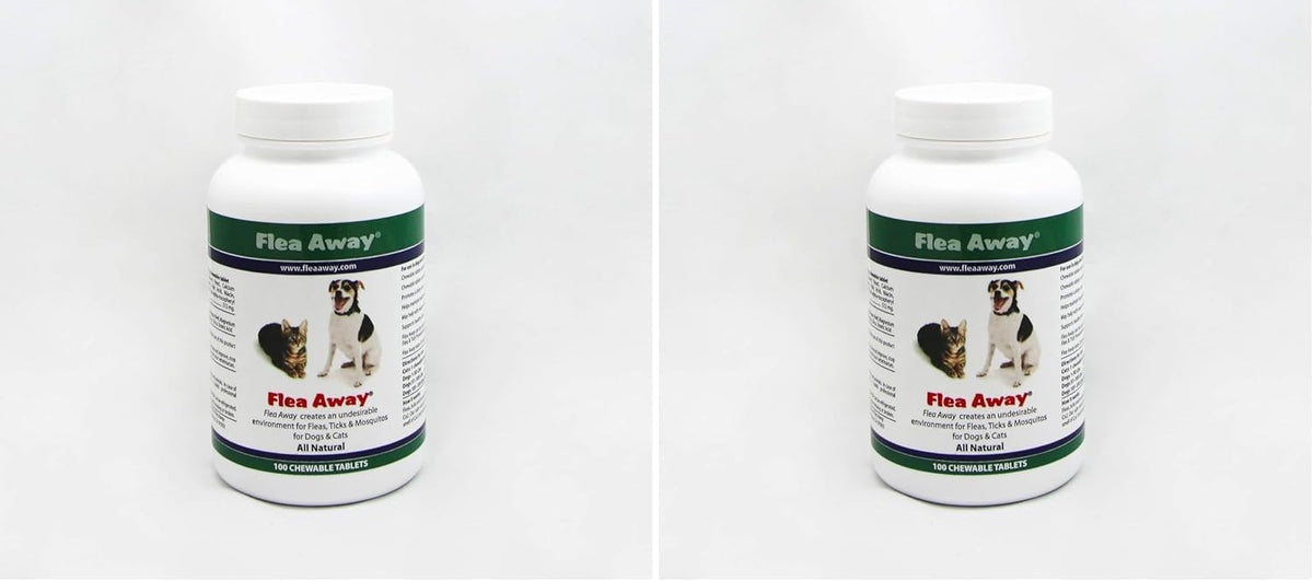 Imported Flea Away pet supplement bottle for chemical free pest control