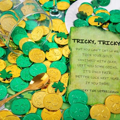 Durable plastic green and gold coins for Saint Patricks Day crafts
