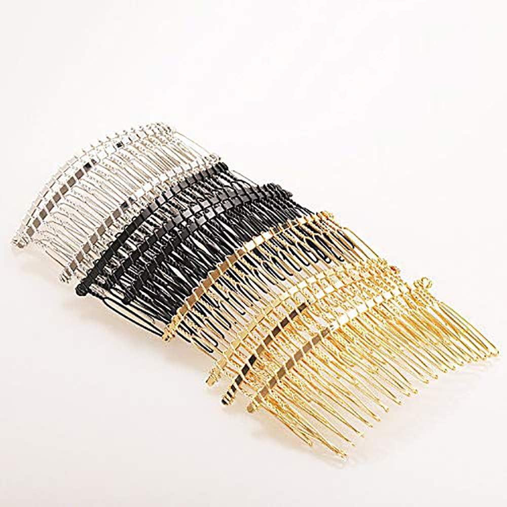 Rocutus 10 piece 20 teeth metal wire hair clip combs front view