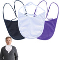 EHUELDER Breathable Tracheostomy Cover front view showing navy blue mesh fabric.