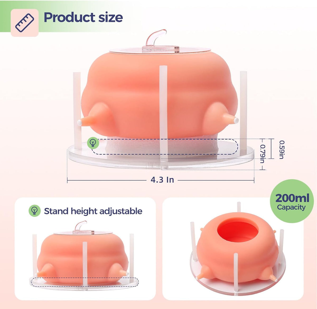 Elevonix pink silicone puppy nursing station with stable base columns and foam cushion lift