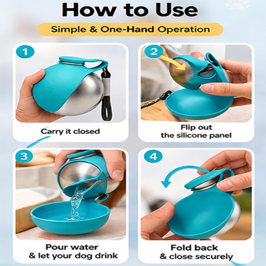 Cxyrna ten ounce small dog travel water flask with wrist strap
