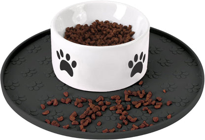 Joyinjojo Silicone Pet Food Mat black front view