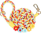 Handmade 5ft Braided Cotton Dog Leash with Unique Floral Handle, Durable and Stylish, Ideal for Small to Large Dogs,Rainbow Mix - Image 10
