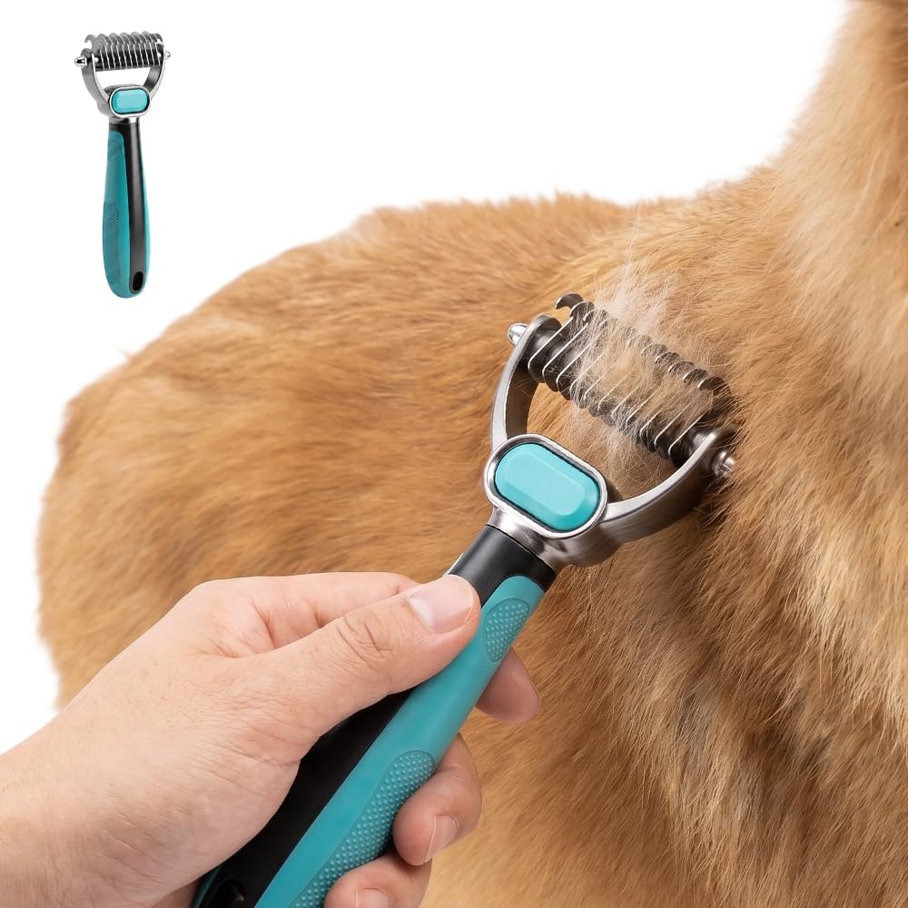 Double-Sided Pet Grooming Rake, Extra Wide Deshedding Tool for Long Hair Dogs & Cats, 2-in-1 Undercoat Rake with Stainless Steel Teeth, Pet Comb for Loose Hair (Large) - Image 9