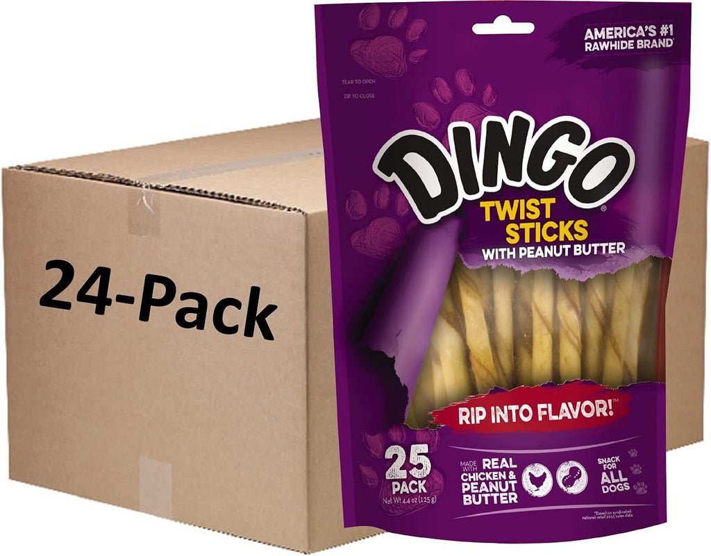 Dingo Twist Sticks with Peanut Butter; Rawhide Treats for Small, Medium, and Large Dogs 25-Count - Image 3