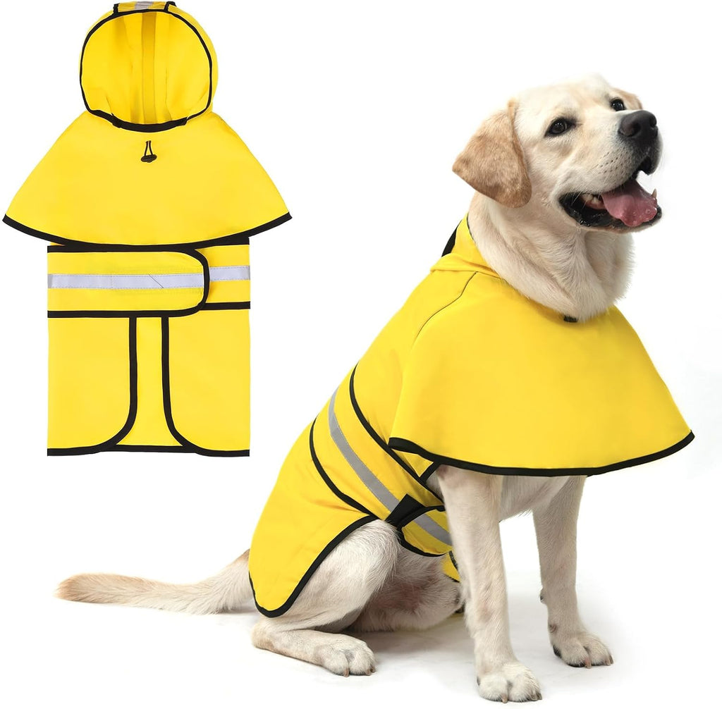 KOOLTAIL Dog Raincoat Hooded Slicker Poncho with Leash Hole, Raincoat for Small Medium Dogs, Waterproof Doggie Rain Jacket with Reflective Strip, Adjustable Breathable Plaid Puppy Rainwear,Beige S - Image 9