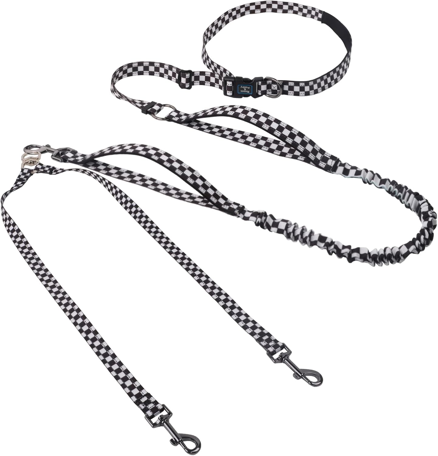 Roses&Poetry Hands Free Double Dog Leash for Two Dogs, 9-11ft Adjustable Bungee Walking Waist Lead, Dual Dog Leash with Tangle-Free Swivel for Medium Large Dogs Heavy Duty Running(Violet) - Image 11