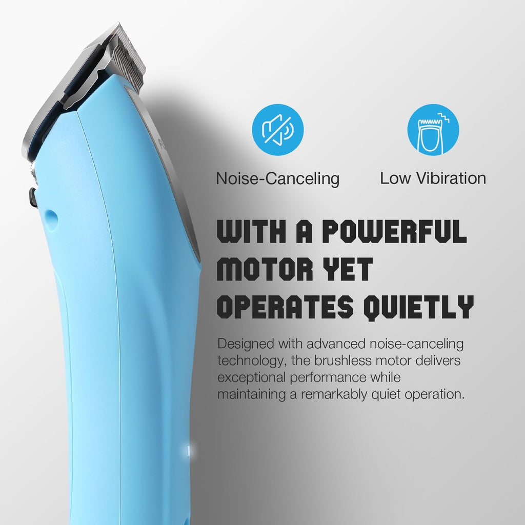 FuzzyFix cordless pet trimmer being held comfortably to demonstrate its ergonomic slip resistant grip.