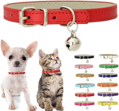 Pink XXS Cat Collar with Bell, Soft Pu Leather Puppy Collars Adjustable Buckle for XS Extra Small Medium Tiny Female Girl Pets Dogs Kitten Teacup Yorkie XX-Small - Image 14