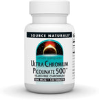 Source Naturals Ultra Chromium Picolinate 120 Tablets front view bottle