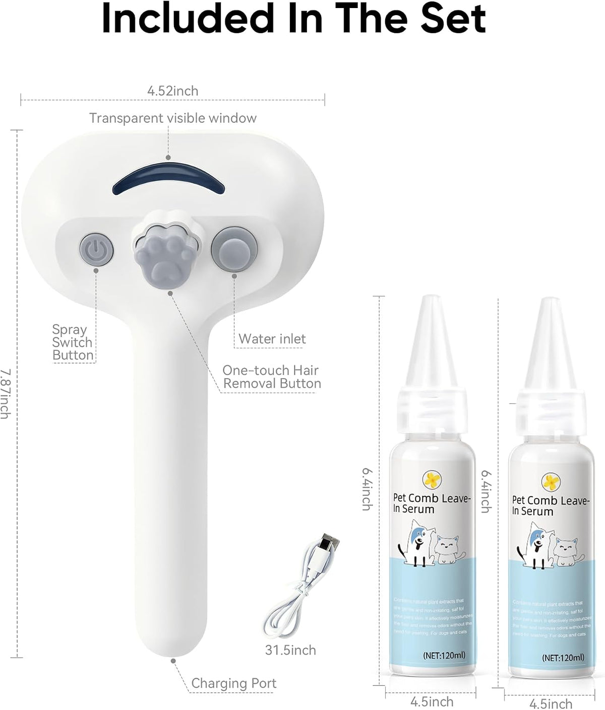 Pet Steam Brush Dog Cat 2026 New Grooming Comb for Shedding, Floating Hair, Smooth & Detangling, Gentle Cool Mist Softens Hair Reduces Static Helps Pets Who Dislike Bathing,2*Waterless Shampoo - Image 9