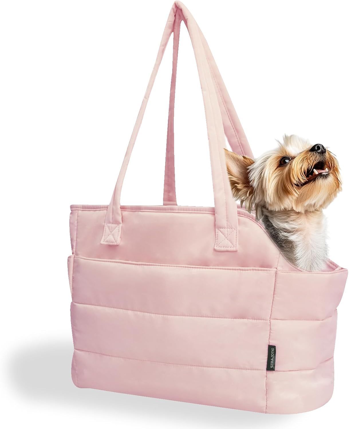 Lightweight Dog Purse Carrier for Small Dogs Under 15 lbs, Puffy Quilted Pet Carrier Tote for Puppies with Safety Leash Clip, Women's Hands-Free Dog Carrier Bag for Travel/Shopping (Black) - Image 9