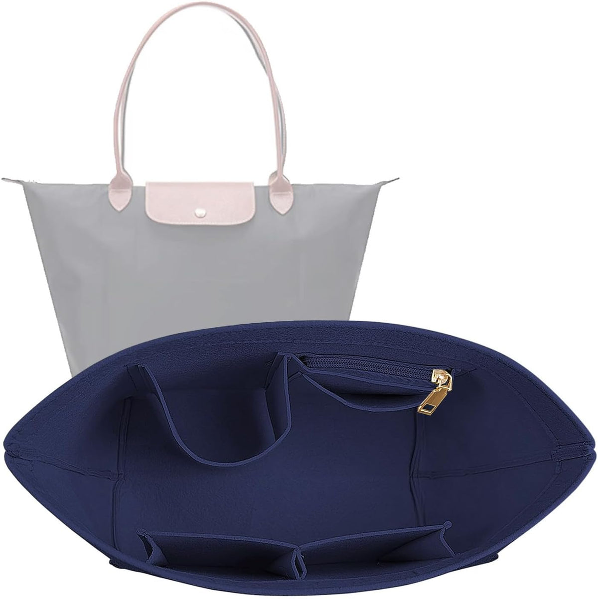 Lckaey Purse Organizer Insert for Longchamp, Premium Felt Long Champ Le Pliage Handbag Organizer Large beige - Image 10
