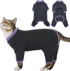 Sticky Cat Clothes Stretchy, Sphynx Hairless Sweater & Pajamas for Cats only, Soft Cat Onesie for Cats After Surgery Female Male & Hair Loss Prevention, Green XL - Image 9