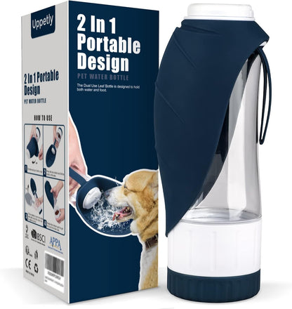 Uppetly Dog Water Bottle, Pet Water Bottle with Food Container and Drinking Feeder, Leak Proof, BPA-Free, Portable Foldable Puppy Water Cup Dispenser for Outdoor Walking, Travel, Hiking Large Pink - Image 9