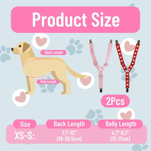 Adjustable elastic straps of the doggie diaper harness showing black and pink variants.