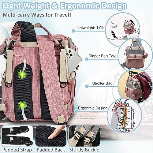 SHITIESHOU parent baby bag attached to stroller with integrated straps