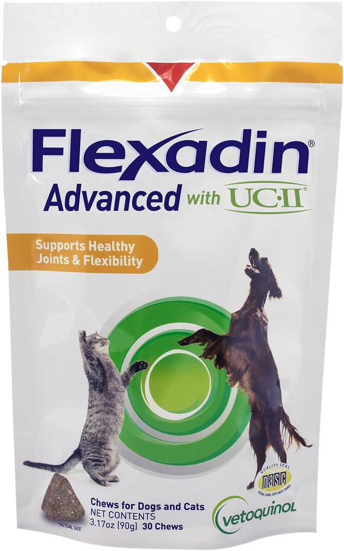 Vetoquinol Flexadin Advanced Hip and Joint Supplement with Undenatured Collagen for Dogs, One Chew a Day Hip and Joint Support Chew for Dogs and Cats, Clinically Proven Vet-Approved Formula, 60 Chews - Image 9
