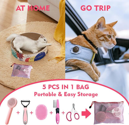 KittuPet long hair cat deshedding kit packaged contents close up