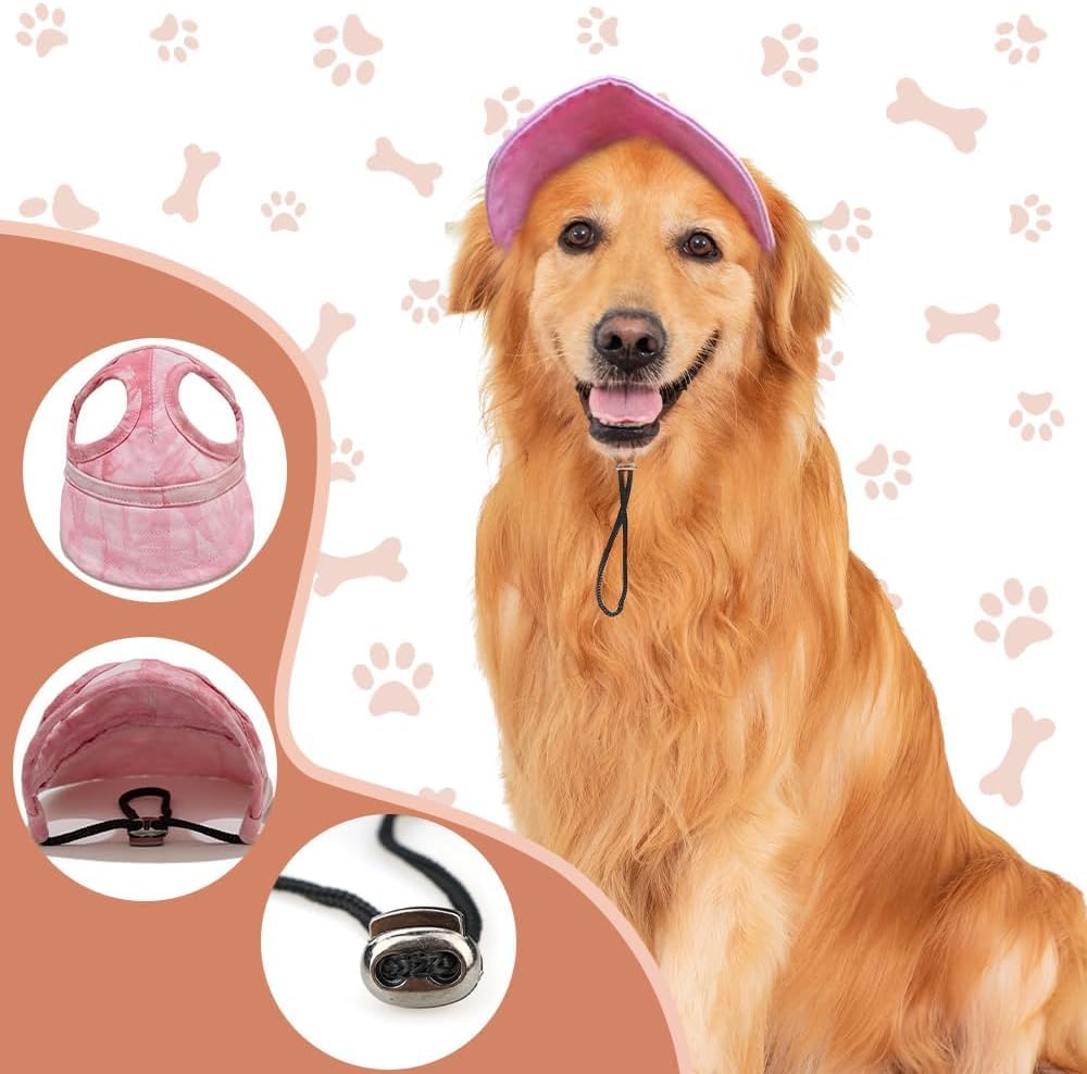 Side profile of canvas dog sun hat showing ear hole placement