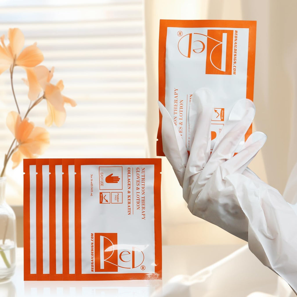 Noval Red Nail Design hand mask gloves front packaging view for hydration