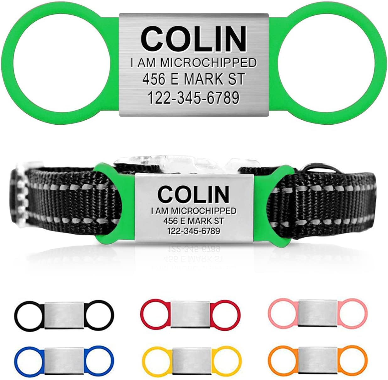 Personalized Dog Tag for Pets - No Noise - Engraved Dog Name Tag - Slide On Cat ID Tags - Custom Collar Tags for Small, Medium, Large Dogs and Cats - Silent Customized Puppy Identification Tags - Image 9