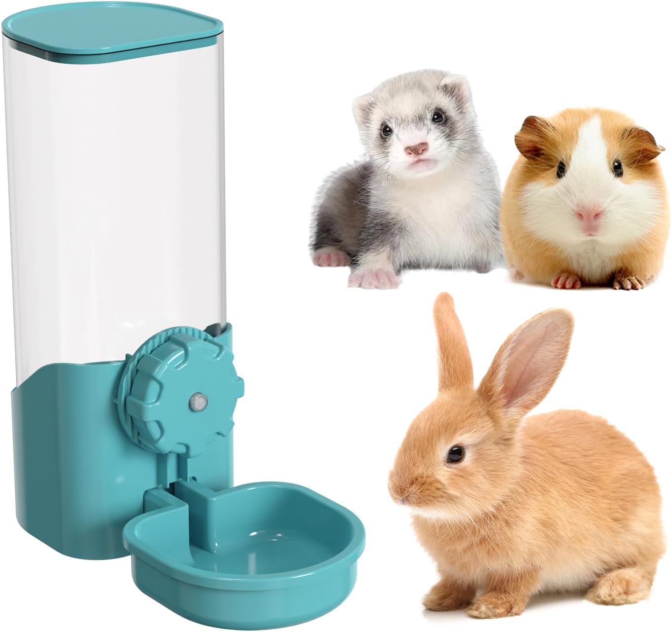 Rabbit Water Bottle for Cage Crate, 29oz No Drip Hanging Automatic Pet Water Dispenser for Small Animal Guinea Pig Bunny Chinchilla Ferret Hedgehog Puppy Cat (Blue) - Image 1