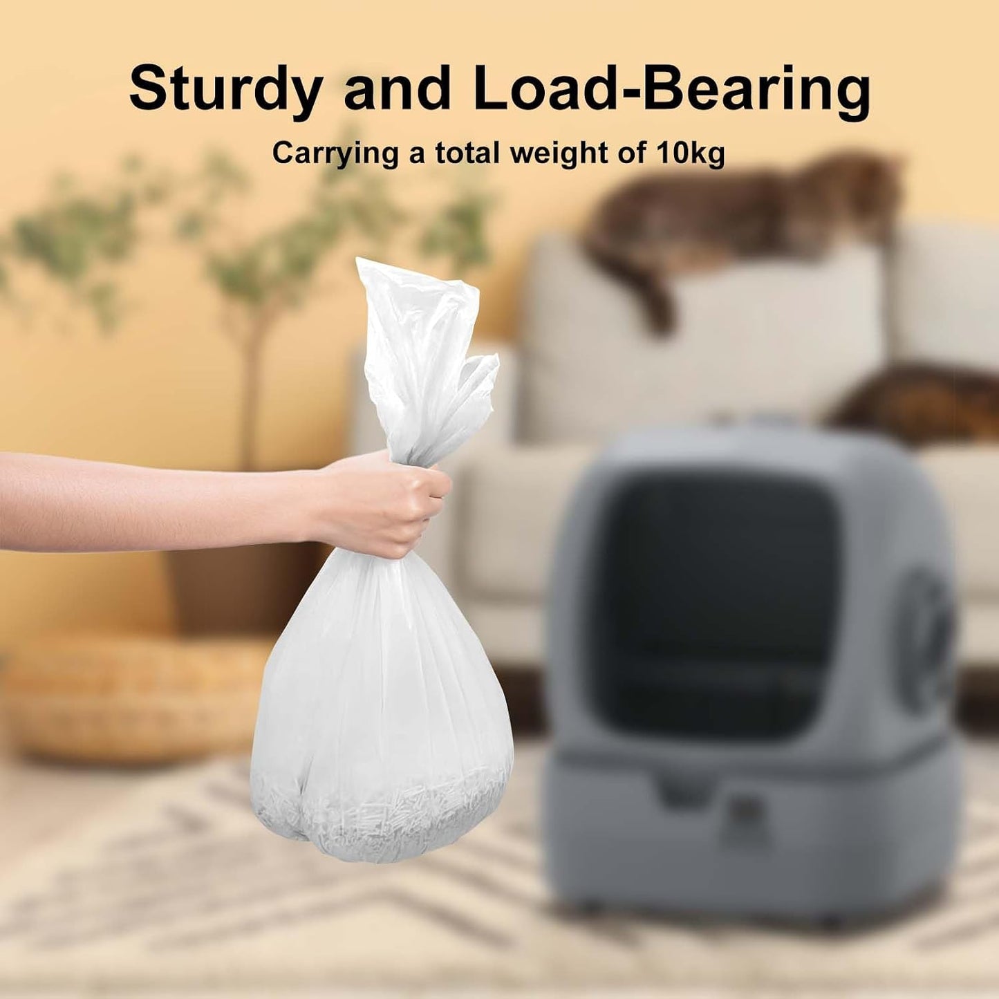 Heavy duty tear resistant cat waste drawer liners for six to eight liter capacity