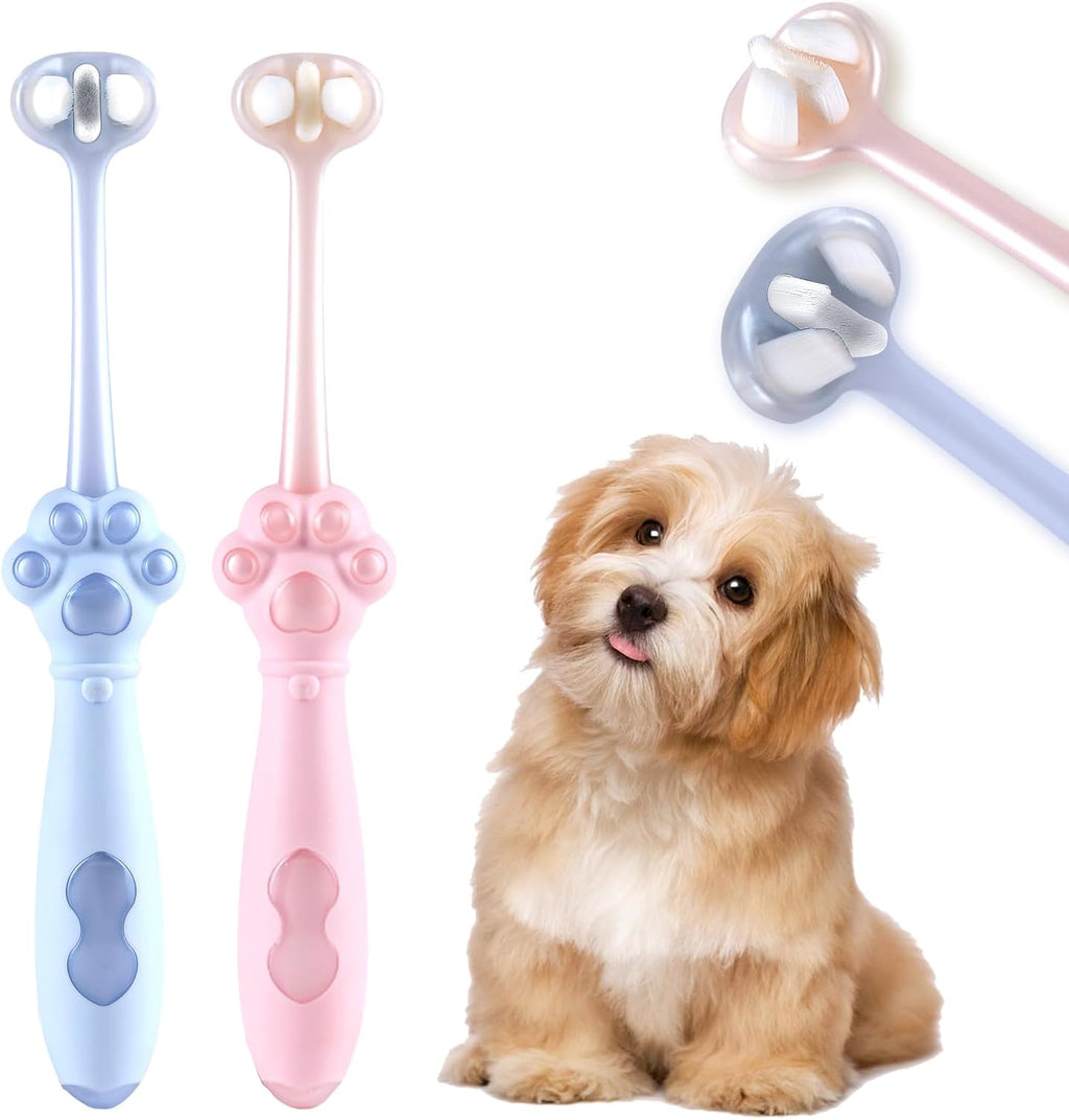 Gluckelk 3-sided dog toothbrush front view for pet dental care