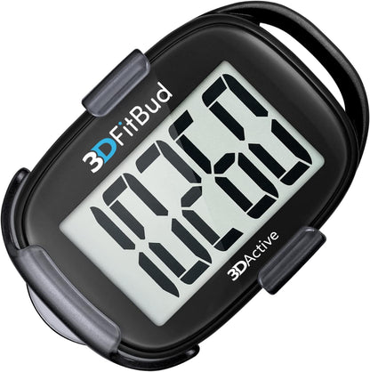 3DActive 3DFitBud simple step counter walking 3D pedometer front view showing large LCD screen display.