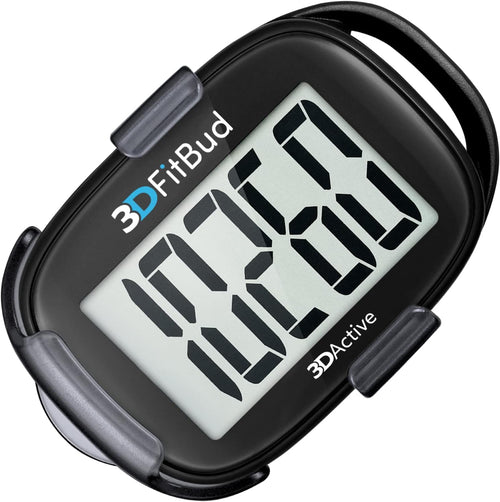 3DActive 3DFitBud simple step counter walking 3D pedometer front view showing large LCD screen display.
