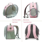 Small Animal Carrier Guinea Pig Backpack,Transparent, Breathable Backpack Carrier for Hedgehogs, Rabbits, Birds, Squirrels, Hamsters, Lizards Comfortable, Portable Travel Bag for Small Pets (Pink) - Image 3