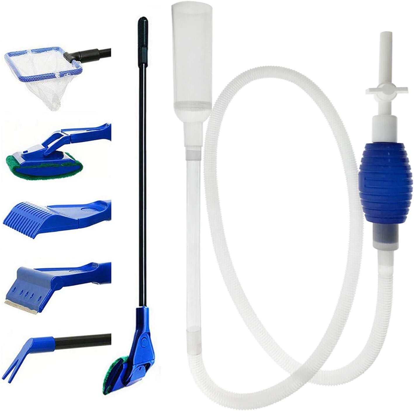 GreenJoy aquarium fish tank cleaning kit front view showing five in one interchangeable tools.