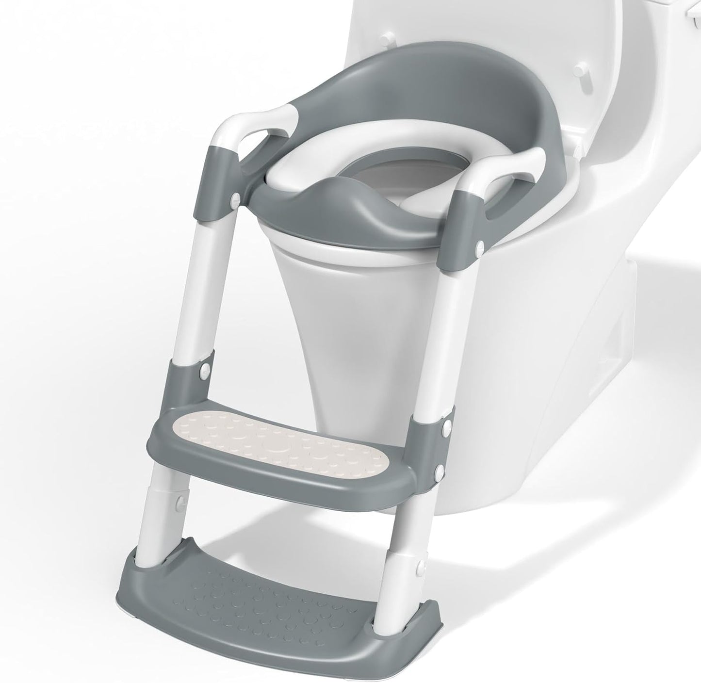 COOSEYA Potty Training Toilet Seat with step stool ladder front view for toddler bathroom training.