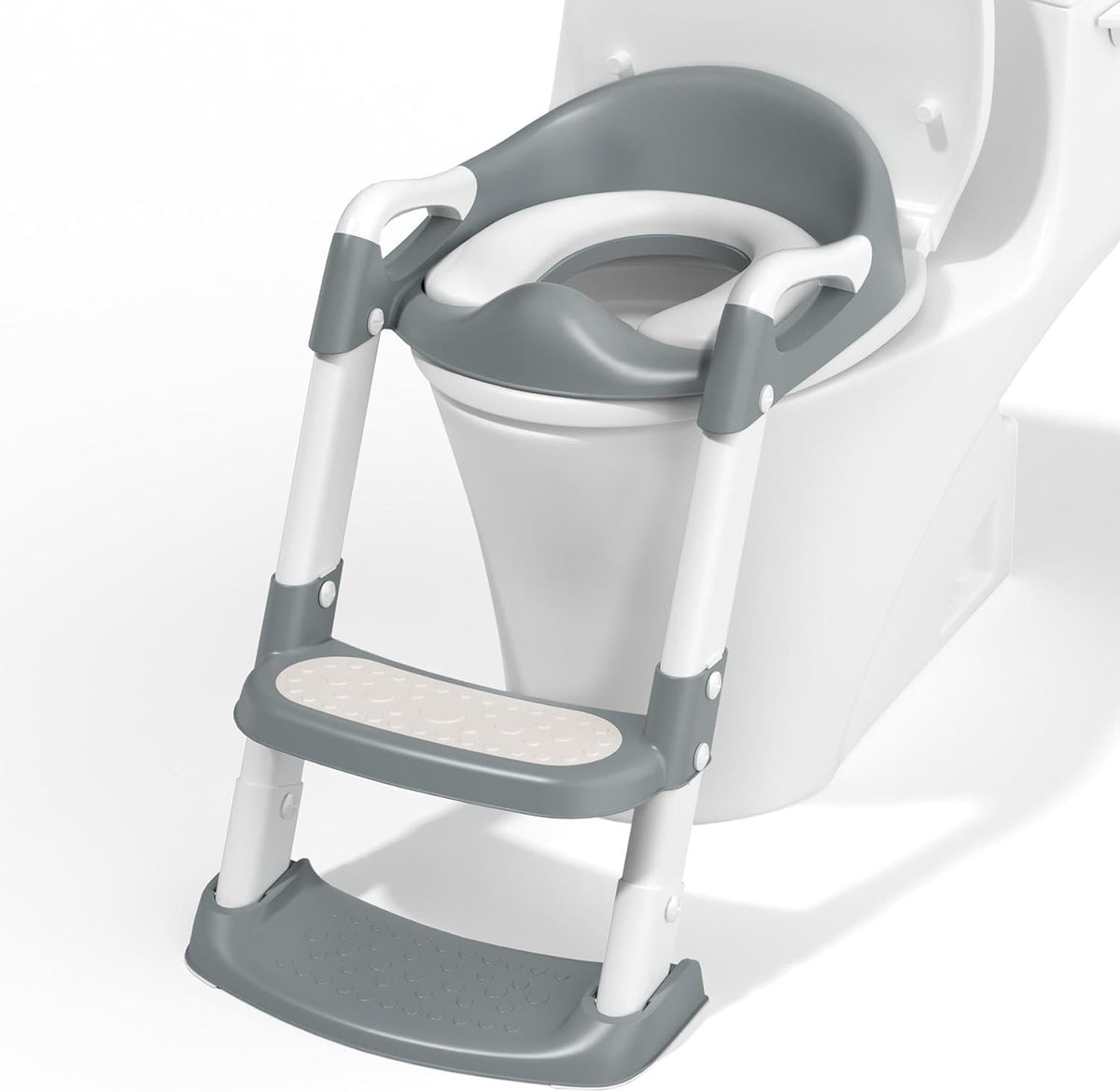COOSEYA Potty Training Toilet Seat with step stool ladder front view for toddler bathroom training.