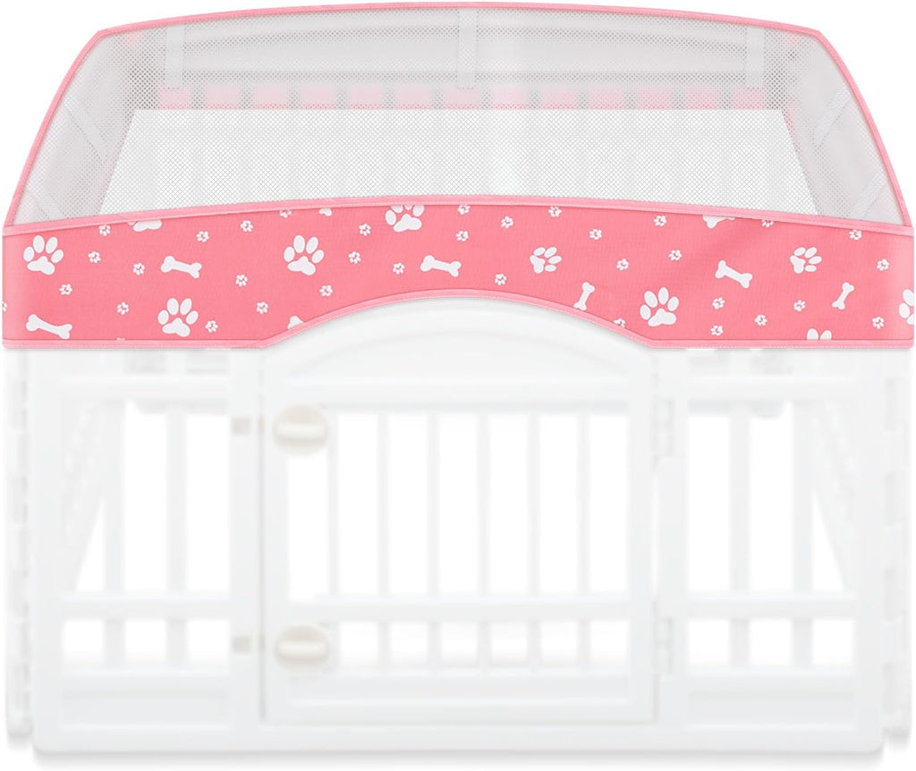 SilTriangle dog playpen mesh top lid front view pink pet enclosure cover