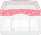 SilTriangle dog playpen mesh top lid front view pink pet enclosure cover
