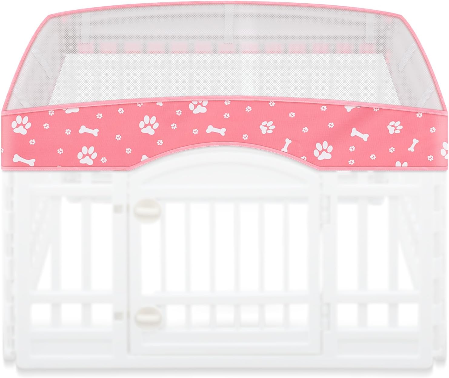 SilTriangle dog playpen mesh top lid front view pink pet enclosure cover