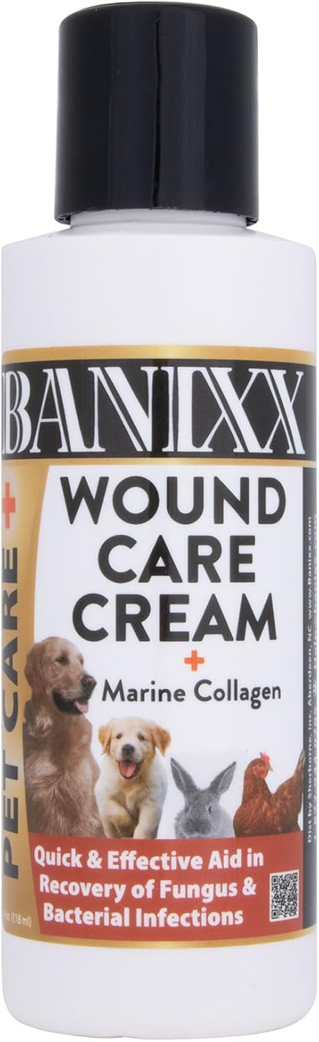 Banixx Wound Care Cream with Marine Collagen 4 Ounce bottle front view