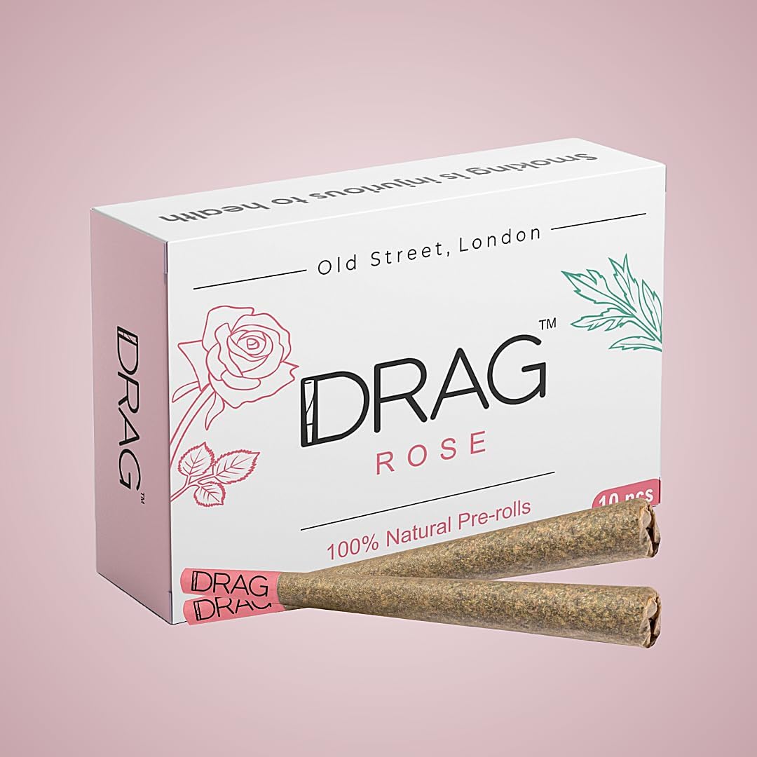 Marca Drag Rose herbal pre-rolled smokes front pack view